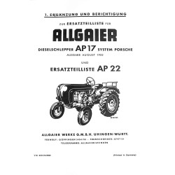 Ersatzteilliste für Allgaier Dieselschlepper AP17, onderdelenlijst