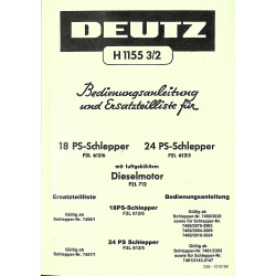 Bedienungsanleitung und Ersatzteilliste für 18/24 PS-Schlepper, gebruiksaanwijzing en onderdelen lijst